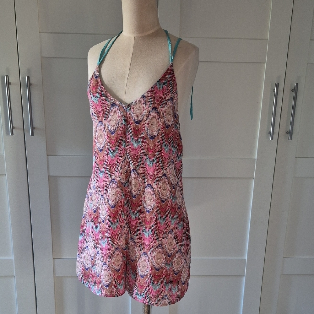 Kori America Colorful Halter Neck Romper Sz Medium